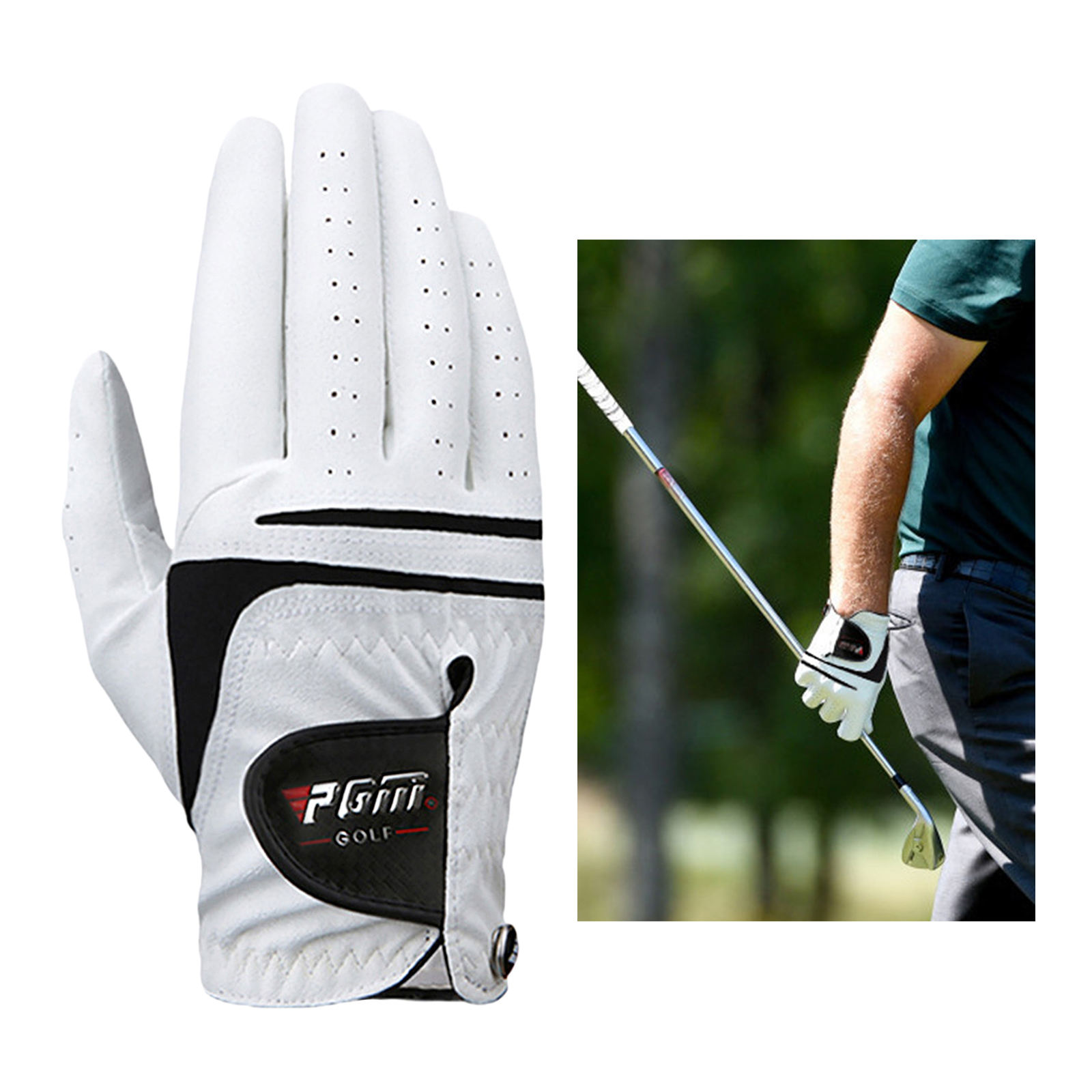 Men Leather Golf Gloves Left Right Hand Outdoor Sport Training Clubs Gloves Non-slip Wearable Grip Fits Well: Right 27