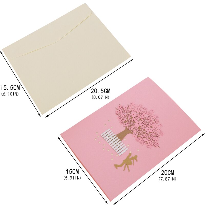 Handgemaakte 3d pop-up kersenbloesem boom minnaar valentijn jubileum papier sakura groet uitnodiging 3d kaarten