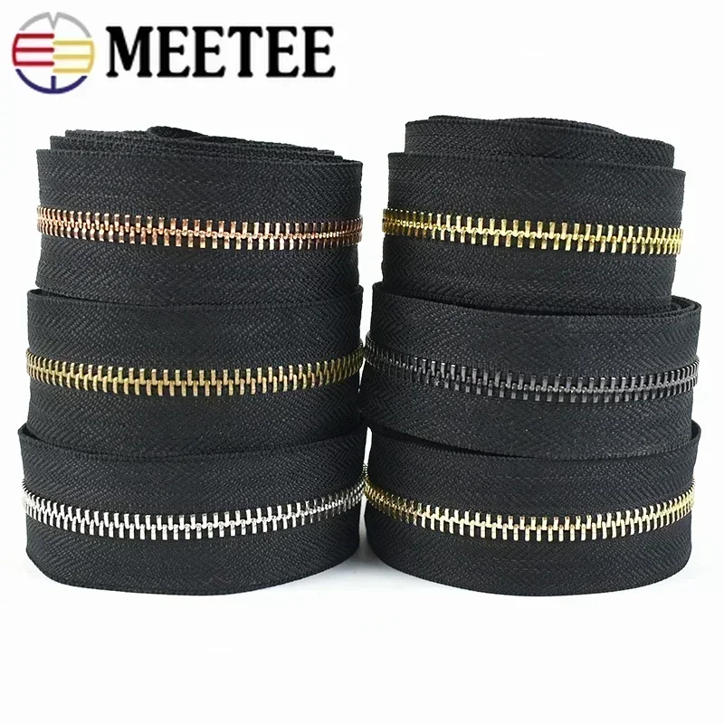 1/2/5 meter 3 # 5 # Metalen ritsen Tapes voor tas Kleding Rits Jas Zwarte ritssluiting per meter Ritsen Reparatieset DIY Naaiaccessoires