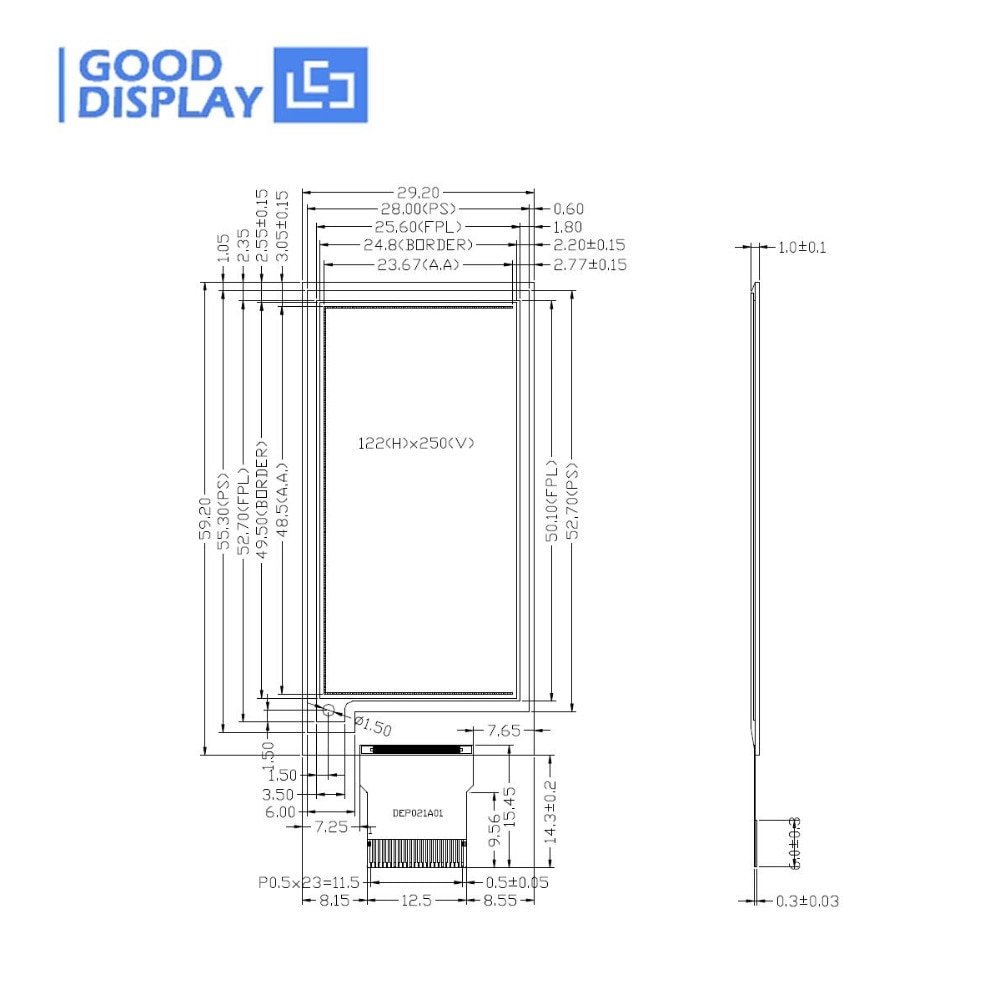 Pantalla epaper tricolor de 2,13 pulgadas con interfaz SPI