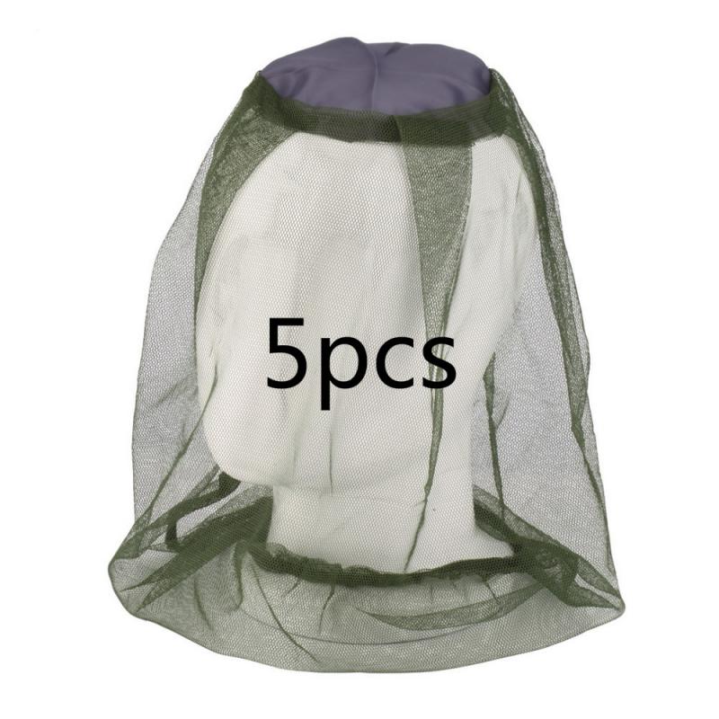 Fast Breathable Mosquito-proof Head Face Net Outdoor Fishing Umbrella Hat Sun Protection with Mosquit Net For Men Women: 5pcs