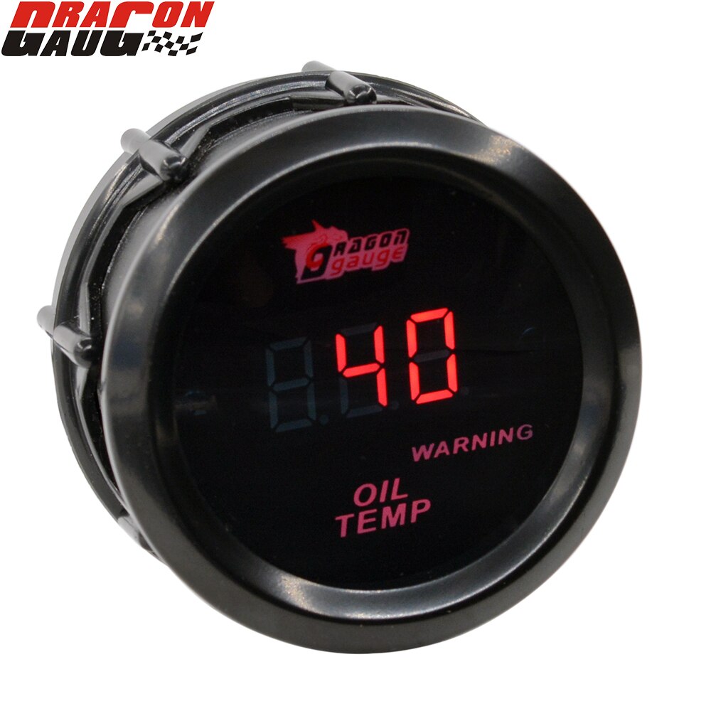 Dragon 52mm 2" Red Backlight Car Racing Refit Oil Temp Gauge 40-150 Celsius Warning Function Temperature Meter