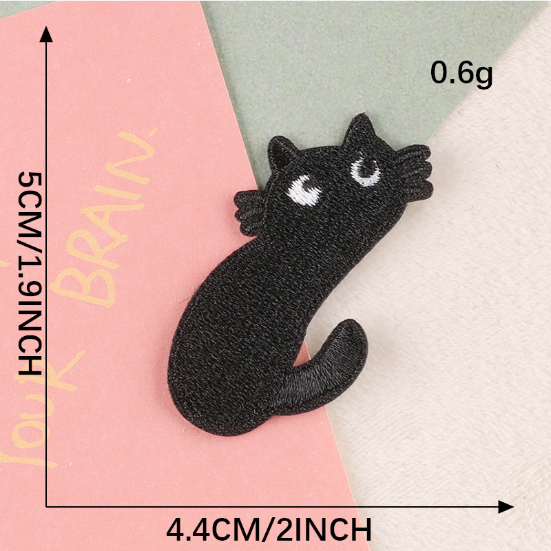 Parches bordados Para Ropa gatos lindos negro hierro en niños coser Parches Para Ropa Infantil Naszywki chaqueta Bordado Mochila Diy: Cobre