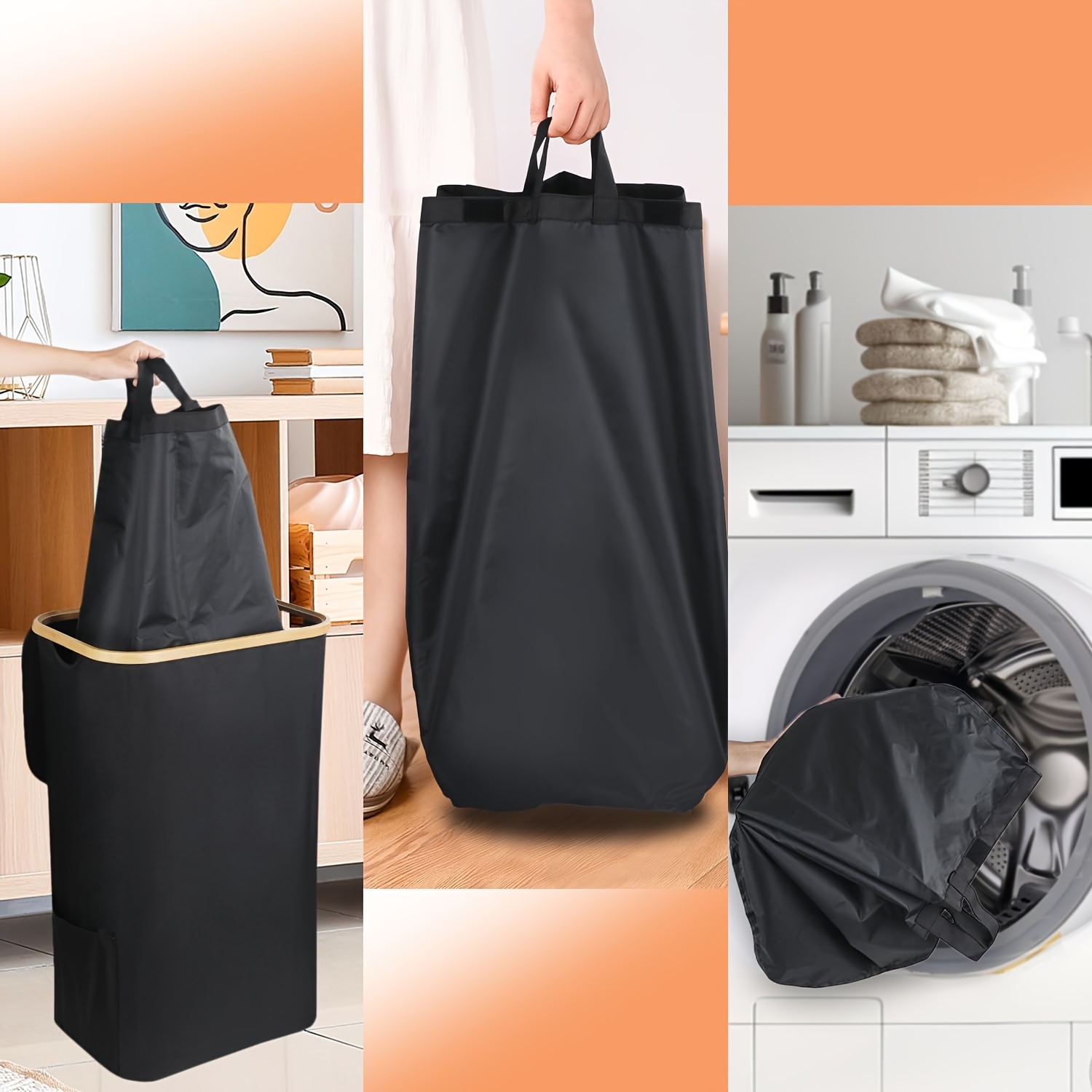 2 Recycling Bin Tote Bags, 100l, Dirty Clothes Basket Laundry Bag, Can Be Used With Bamboo Recycling Bin, Laundry Basket, Nylon
