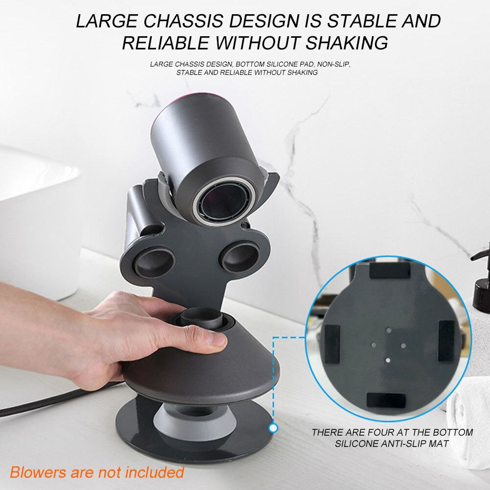 Desktop Stand Wear Resistant Solid Home Bathroom Organizer Magnetic Hair Dryer Holder Zinc Plated Steel For Dyson: Grey