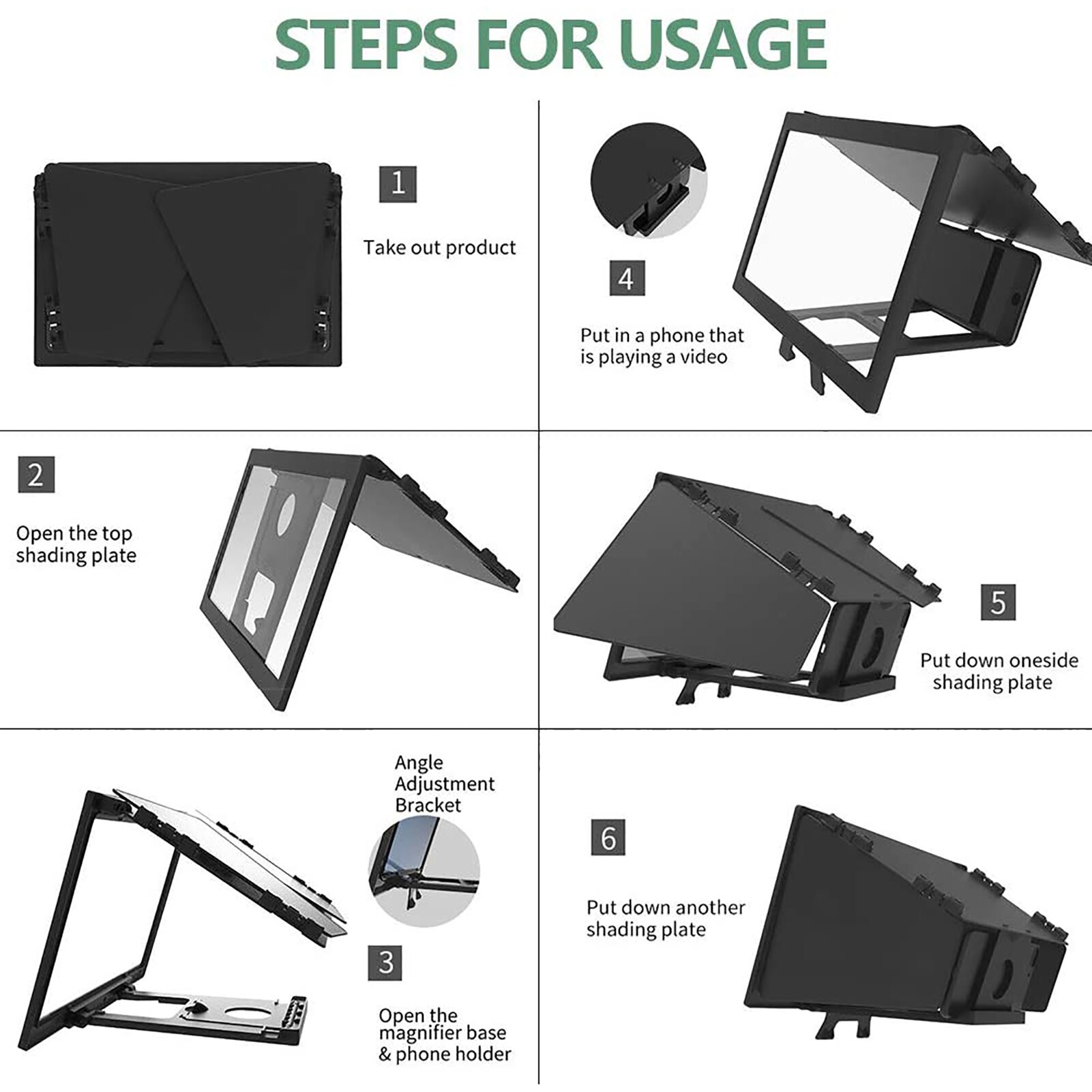 Screen Versterker Vergrootglas Opvouwbare 12-Inch Versterker Voor Smart Telefoon Mobiele Telefoon Accessoires Gsm Grip Houder Stand