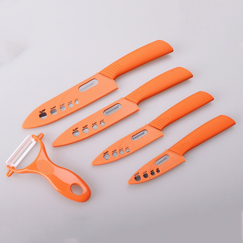 Bästa keramiska knivar och skalare set svart bladhandtag keramisk kniv 3 &quot; 4 &quot; 5 6 tums täcker kökskniv set verktyg: Orange