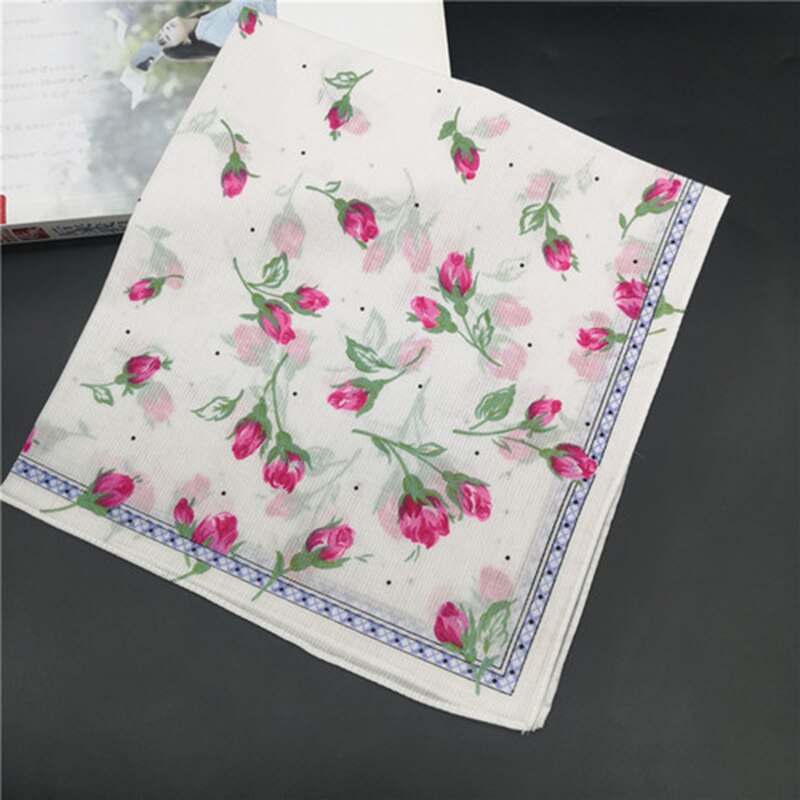 Mouchoir en coton pour femmes, classique, imprimé Floral, , doux, fin, carré, Simple, Style National Chic