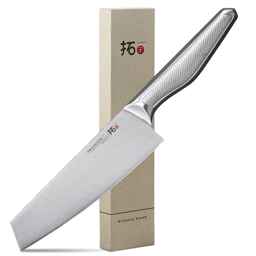 TURWHO Chef Knife 1 Piece Kitchen Knives German 1.4116 Stainless Steel Japanese Kiritsuke Santoku Cleaver Slicing Utility Knife: 7 inch Kiritsuke