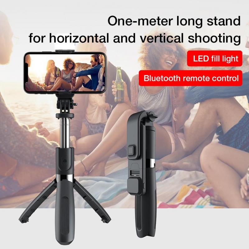 Selfie Stok Statief L02s Draadloze Bluetooth Selfstick Monopod Met Licht Invullen Selfie Stok Statief Handheld Gimbal