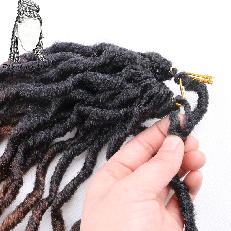 Ønske om hår 20 tommer 100g 24 tråder syntetisk bølget ombre brunfarge heklet krøllete faux locs fletter hår fpr kvinner