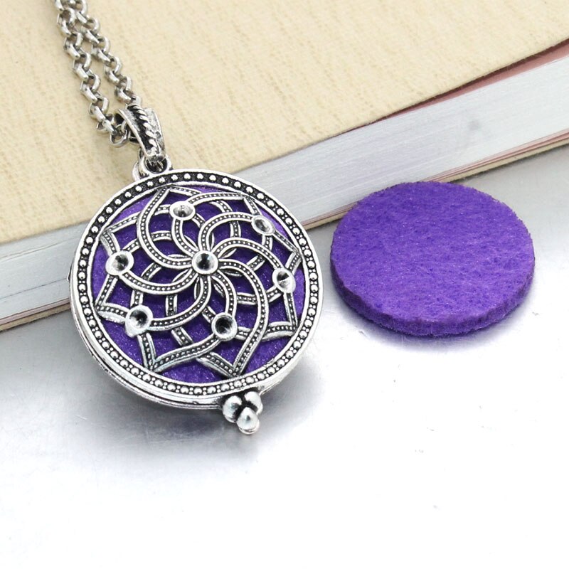 1pc 60cm Vintage Aromatherapy Perfume Essential Oils Diffuser Necklace Locket Necklace Pendant Dream Catcher Necklace 8534: F