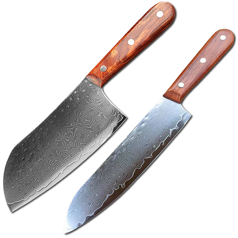 Cuchilla de cocina de acero damasco de 67 capas, cuchillo de Chef japonés, cuchillo Santoku para cortar, cuchillo para Sushi, herramientas de cocina profesionales: Azul
