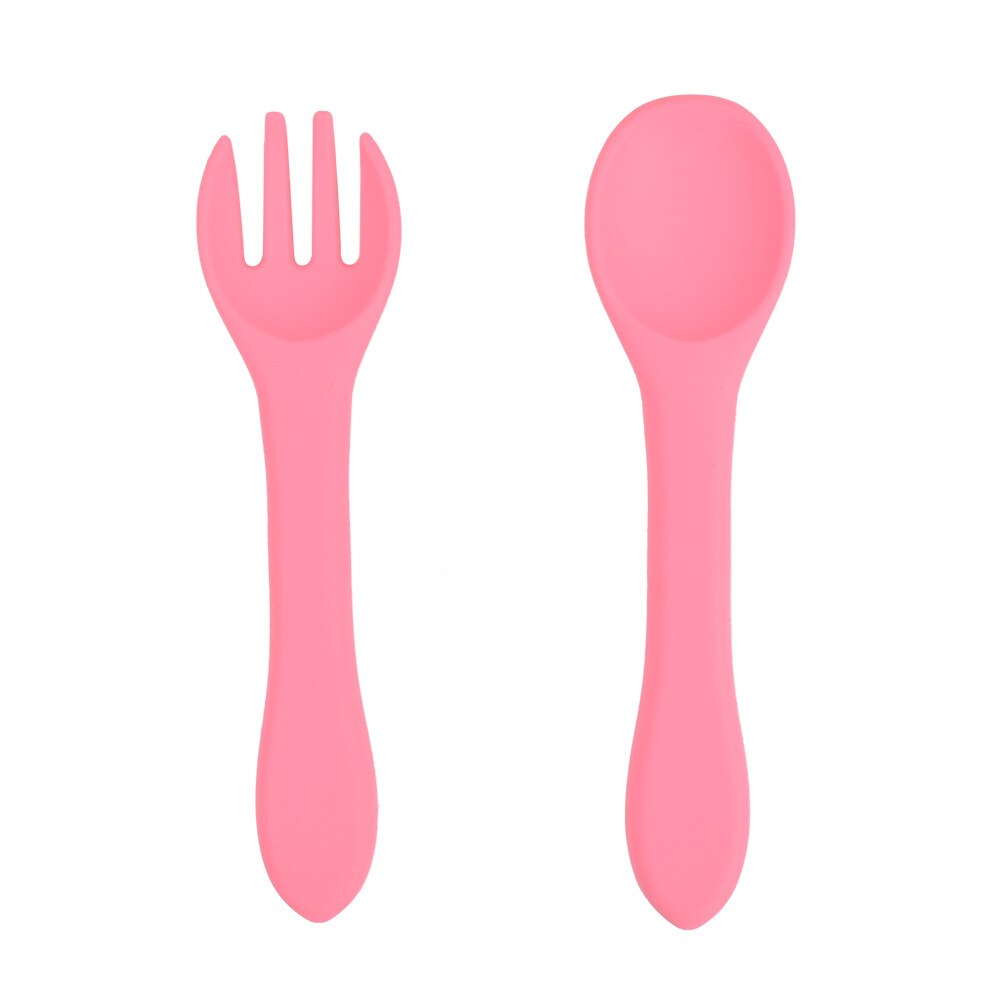 Cuchara de silicona para bebé, tenedor de silicona de grado alimenticio, vajilla de alimentación para niños de 0 a 3 años: Y14