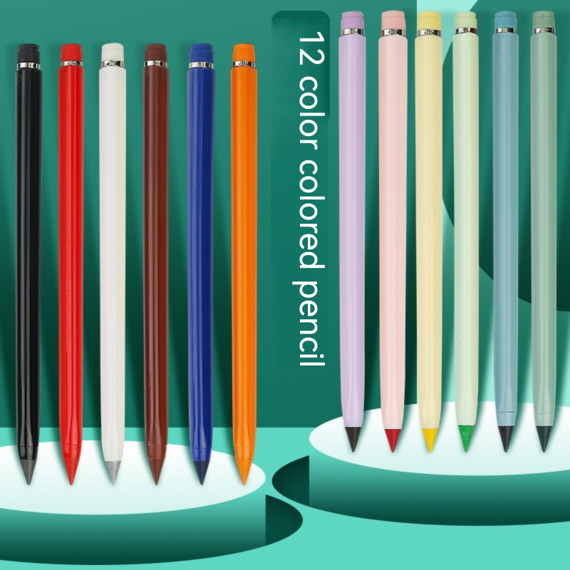 24/13pcs Unlimited Writing Color Pencil With refill set No Ink Novelty Eternal Pencils Pen Art Color Painting School Supplies