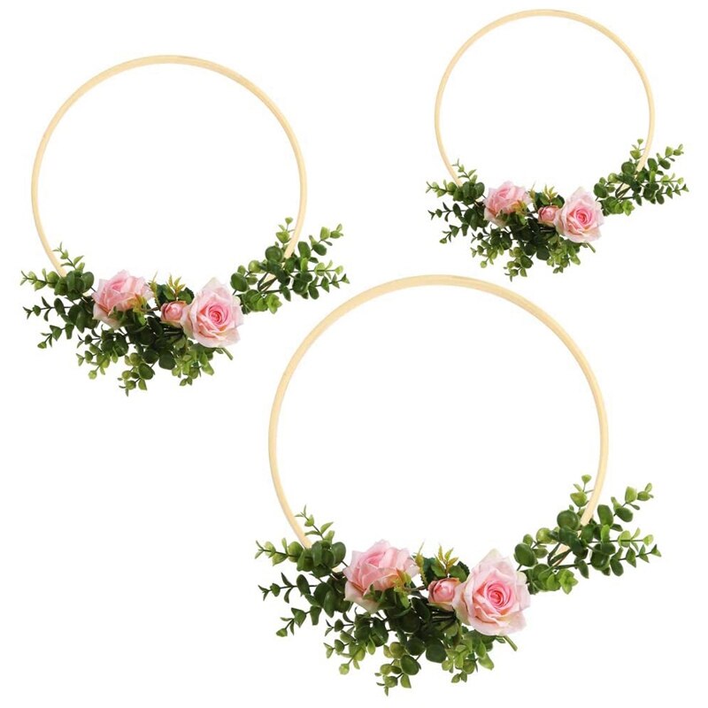 12Pcs 3 Sizes Wooden Bamboo Floral Hoops Wreath Ri... – Grandado