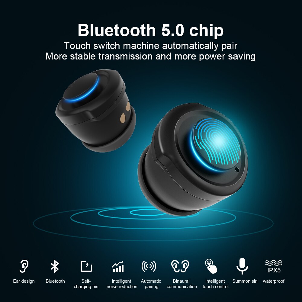Femperna casque sans fil Double Bluetooth Earub écouteurs réponse appel souffle lumière Fitness bracelet intelligent montre intelligente