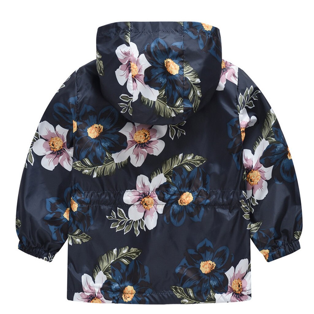 Manteau à capuche pour enfant fille, sweat-shirt à motif Floral, coupe vent, collection printemps-automne