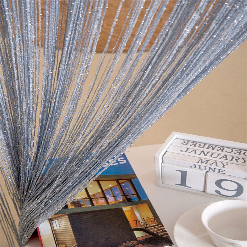Tira de borlas con purpurina para cortina, divisor de Panel de cristal para puerta, ventana, cortina decorativa, 100cm x 200cm: Gris claro