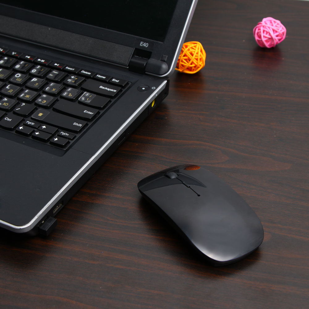 Mouse Super sottile del ricevitore 1600G del Mouse senza fili ottico del Computer 2.4 DPI USB per il Computer portatile del PC A: black