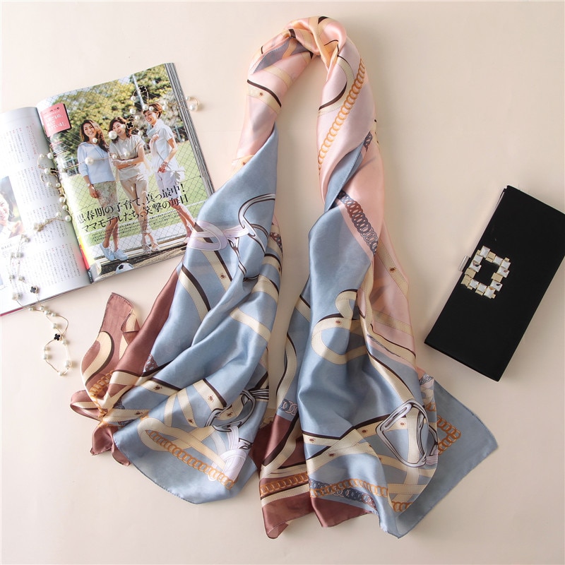Høst 100%  silkeskjerf dame luksusmerke belter sjal og omslag foulard femme bandana mujer pluss størrelse 180cm: F61 f 1
