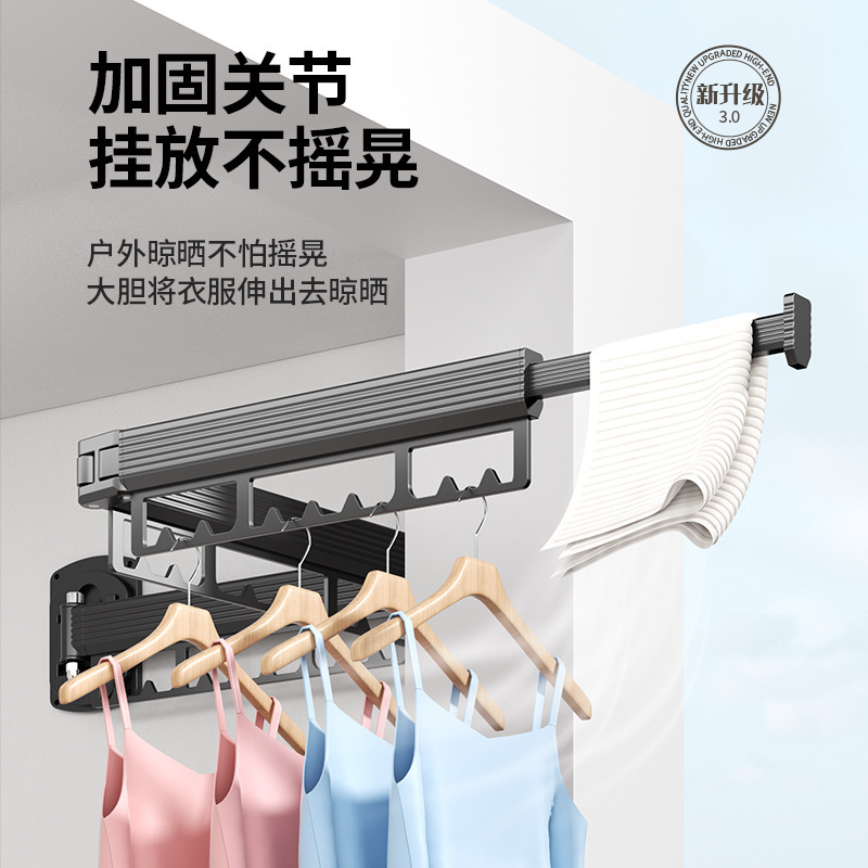Opvouwbaar metalen wandgemonteerd kledingdroogrek voor buiten Praktisch en ruimtebesparend kledingrek en railhouder