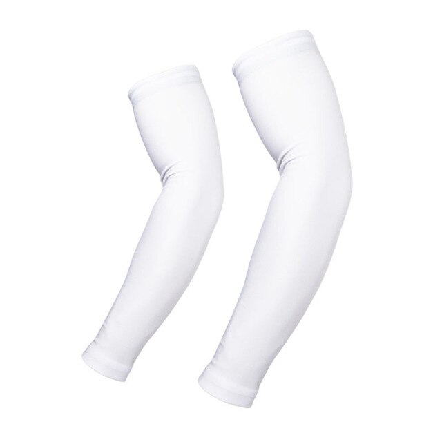 Cycling Compression Arms Sleeves Warmer Quick Dry UV Protection Running Cover: White / XL