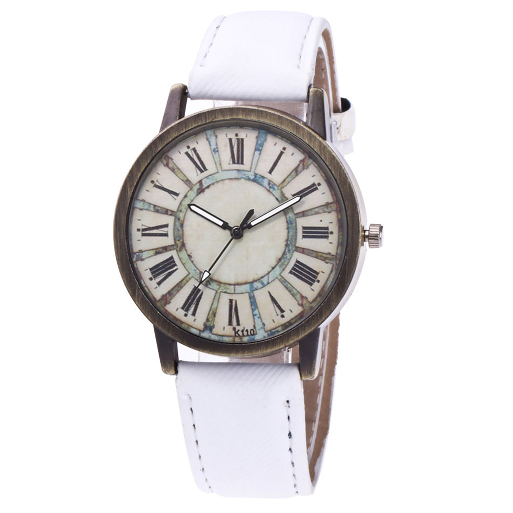 Montre à Quartz avec ceinture en cuir pour femmes, classique, sport, Business, LXH: WHITE
