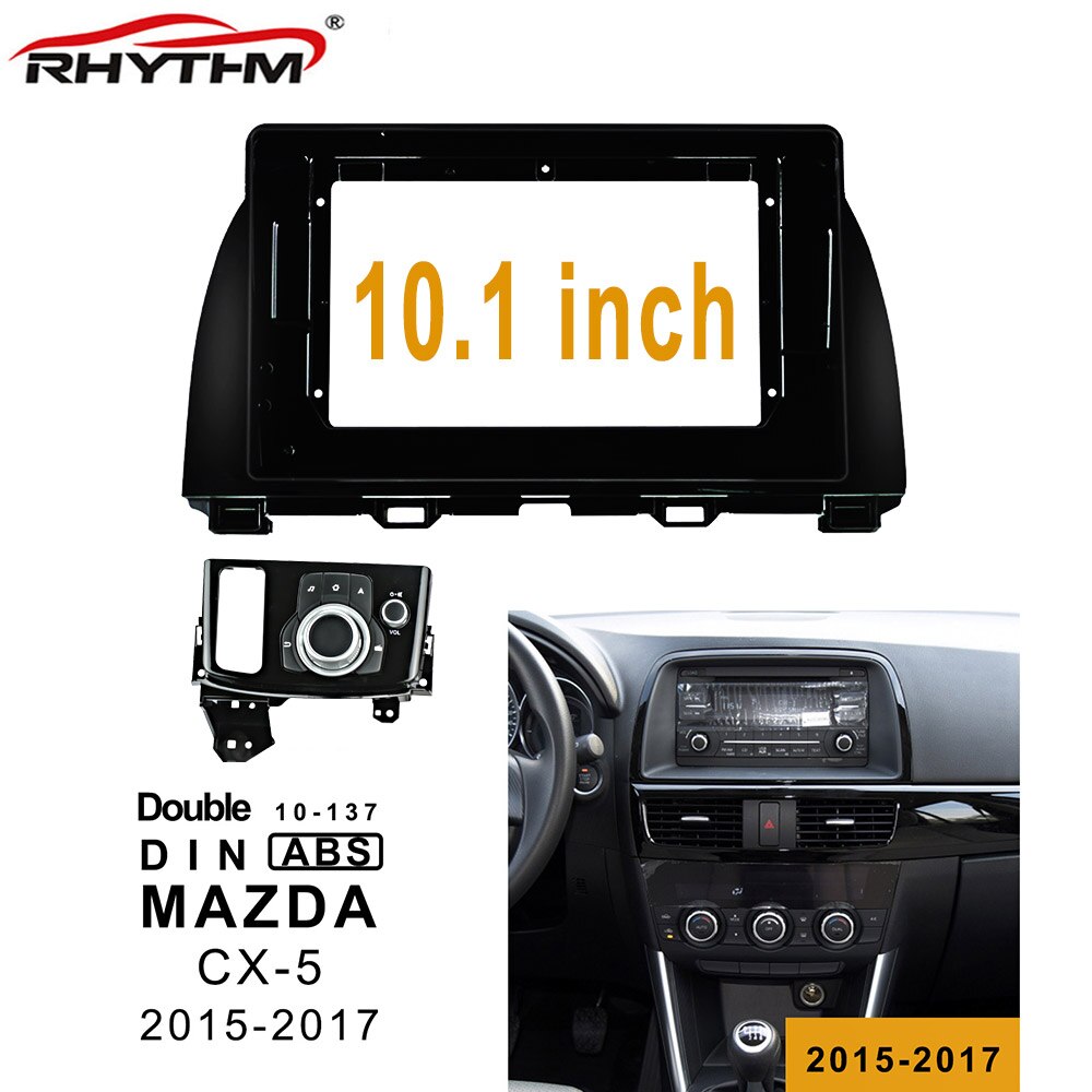 Bil fascia dash trim kit installation facia panel med håndtag bil dvd-ramme til mazda cx -5 2 din 10.1 tommer radioafspiller: Facia med håndtag