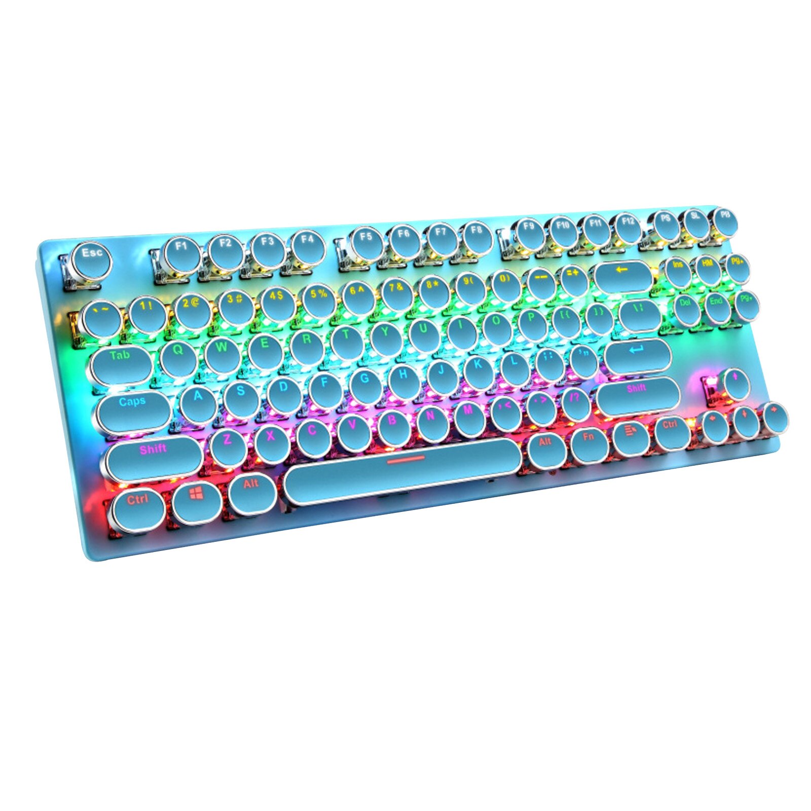 Blueteeth Wasserdicht Retro Bunte 84 Runde Schlüssel Büro für Hinweis-Buch Tragbare Drahtlose Büro Digitale Tastatur Steampunk: Crack blue