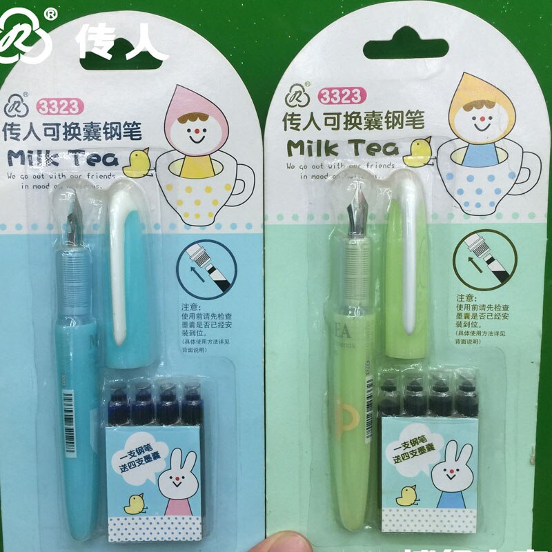 Cute Kawaii 5pcs ink fountain pen set 0.38mm Erasable fontaine Pens Student office stationery Supplies calligraphy ink pen