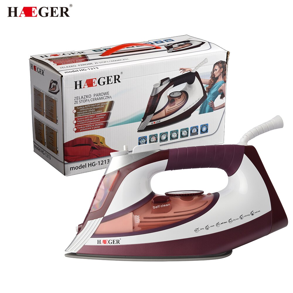 2600W home laundry appliances Electric Steam Iron For Clothes Multifunction Adjustable Ceramic soleplate iron