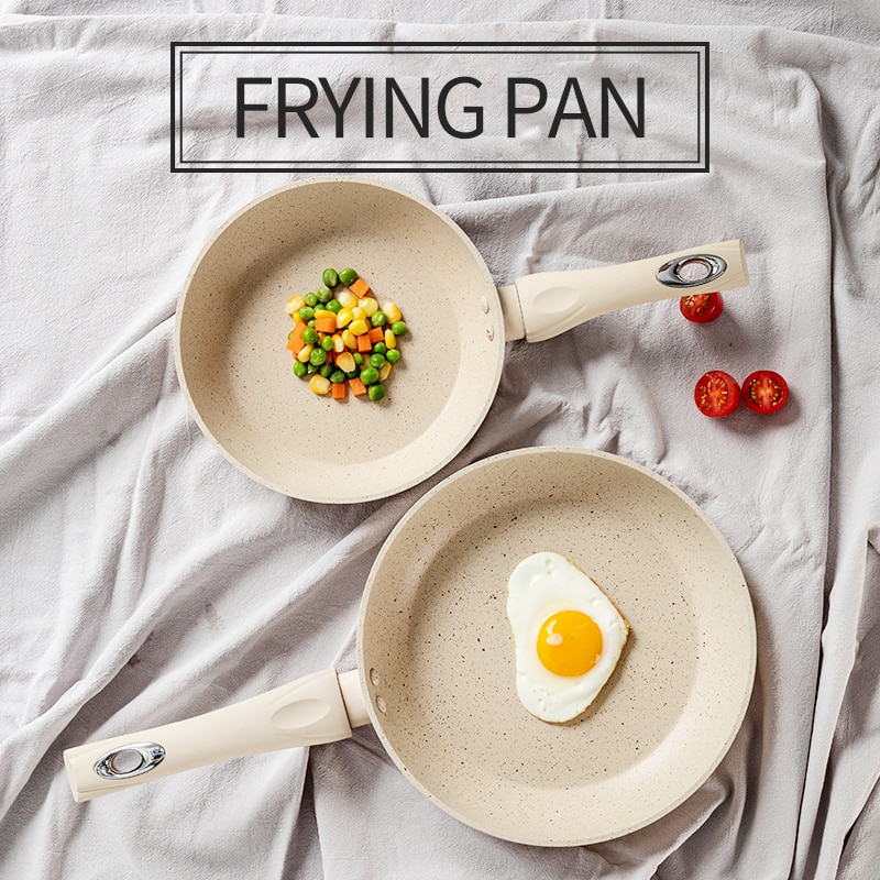 ZANBOSS Beige Granite Color Fry Pan Marble Coating Frying Pan Non-stick Fire Use Cooker 20/24/28 Pan
