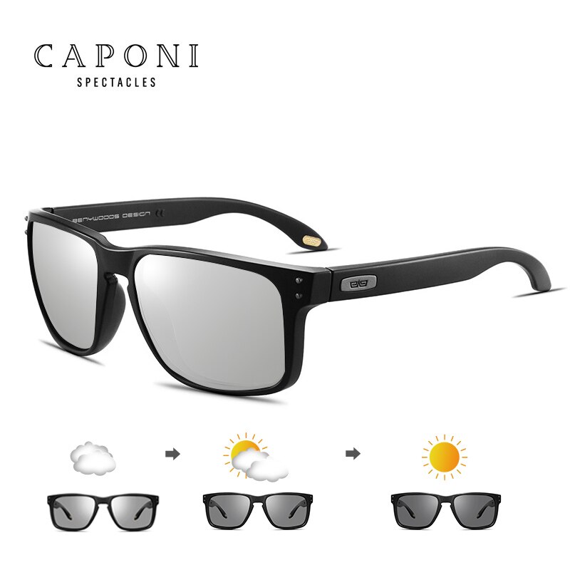 CAPONI Fahren Sonnenbrille Männer Polarisierte Neue Sonnenbrille Photochromen Platz TR Rahmen Schwarz männer Schattierungen BS9417