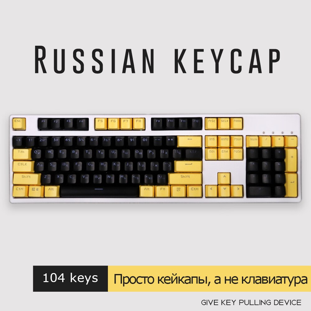 104 Keys Russian Backlit Keycap Double Shot Backlight Key caps ANSI Layout OEM Profile for Cherry MX Mechanical Keyboard