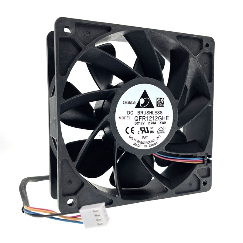 Original delta qfr 1212 ghe, high speed bitcoin gpu miner mining køleventilator 120 x 120 x 38mm dc 12v 6000 rpm dobbelt kugleleje pwm 4p