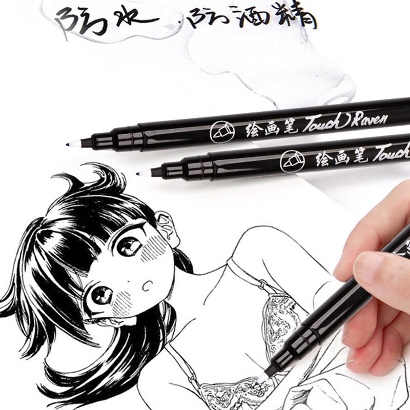 Zwarte Inkt Fine Liner Pen Tekening Schilderen Glas Cd Handtekening Marker Waterdicht Comic Art Graffit School Office Supply Stationair