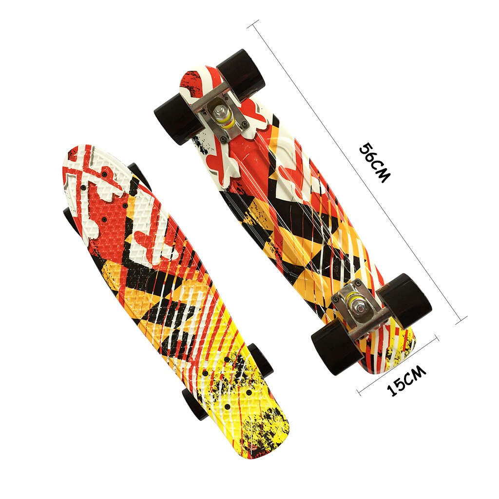 22inch Plastic Mini Cruiser Skateboard Long Board Banana Retro Skate Longboard Graphic Printed Children's Scooter #3