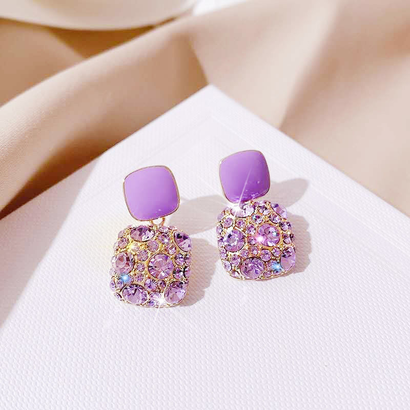 Pendientes colgantes geométricos de mariposa y flor púrpura para mujer, Margarita, corazón, redondo, cuadrado, Brincos, joyería de boda dulce: Verde Libélula