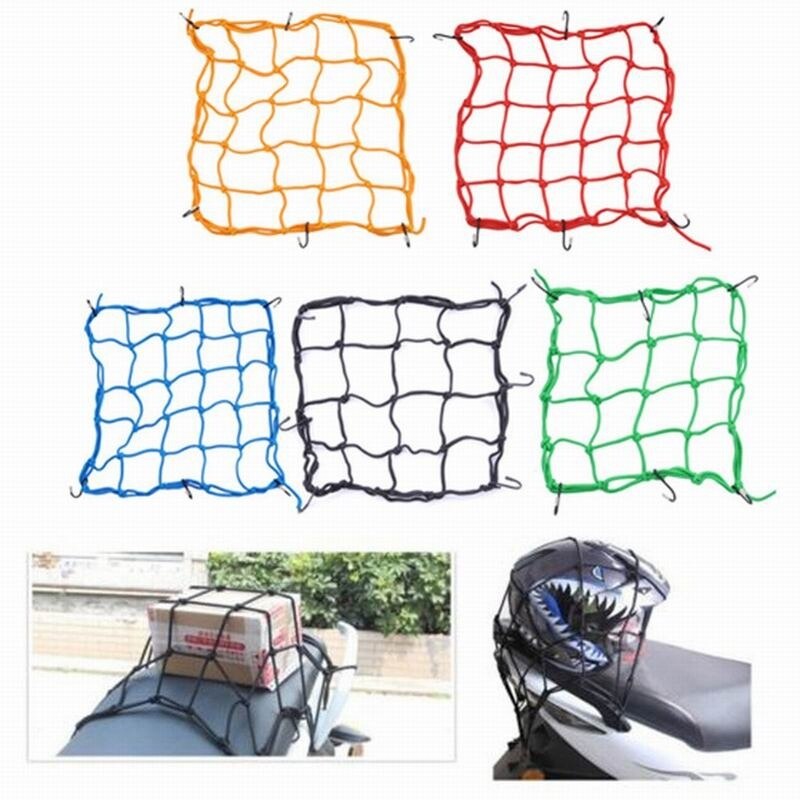 30*30 Cm Motorcycle Opslag Bagage Helm Netto Mesh Voor Opslag Carrier Bag Cargo Net Helm Diversen Fix Mesh met 6 Metalen Haak