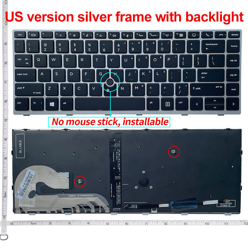 US/RU/SP/UK/LA/FR laptop keyboard FOR HP EliteBook 745 840 G5/G6 846 G5/G6 848 G5/G6 Zbook 14U G5/G6 HSN-I17C-4/I13C-4 I24C MT44: BROWN