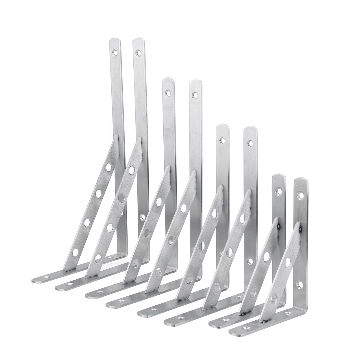 6/8/10/12" 2pc L-Shaped Triangle Bracket Wall Mounted Shelf Bracket Heavy Duty Supporter DIY Home Table Bench