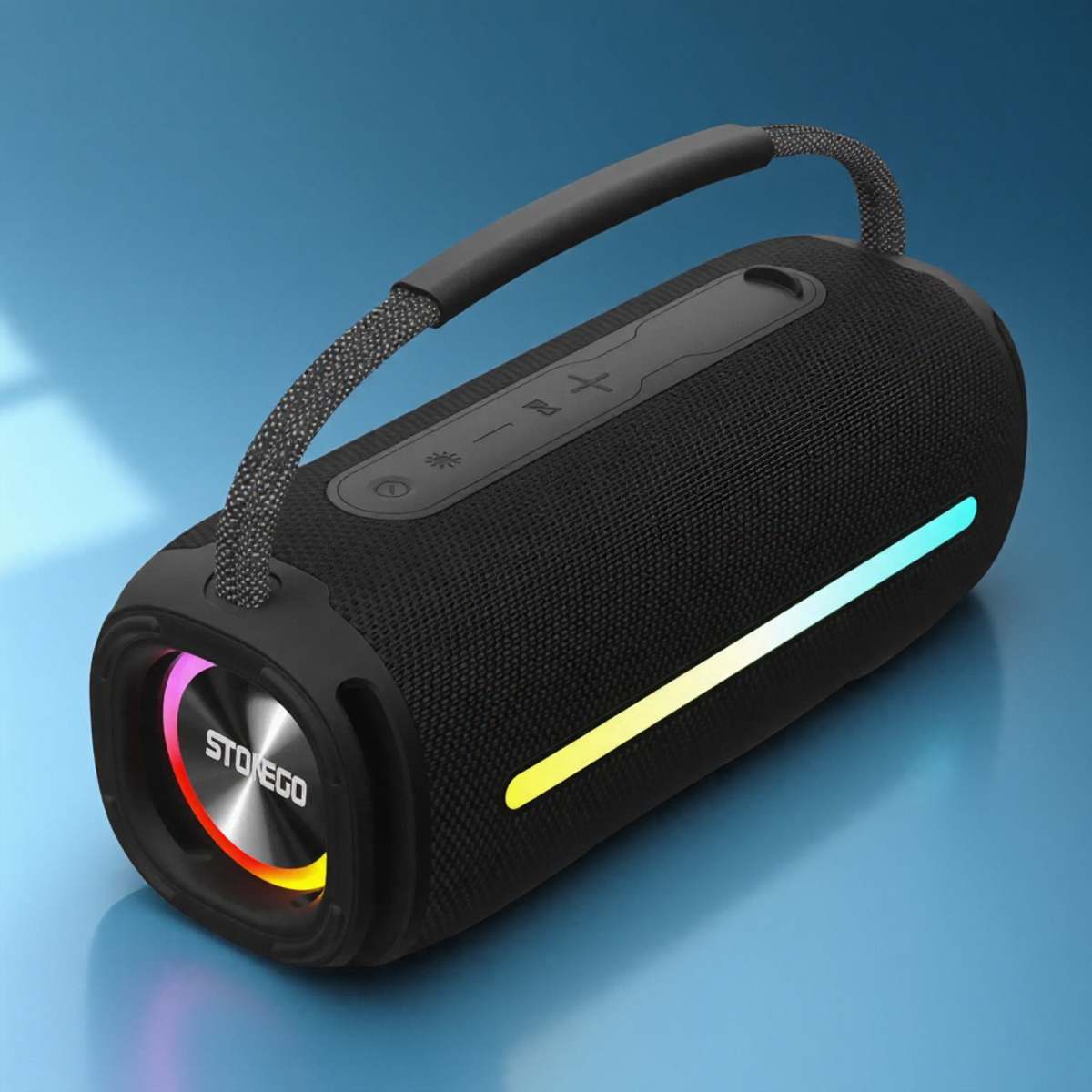 Bärbar trådlös bluetooth-högtalare med 53 kanaler för utomhusbruk, ipx 6 vattentät, högpresterande ljud, rgb-lykta, subwoofer