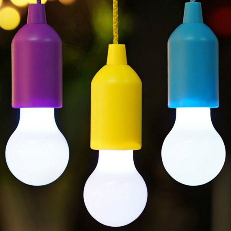 Fargerik led hengelampe bærbar snøring telt camping lys retro belysning hjem trekkledning pærer batteridrevet