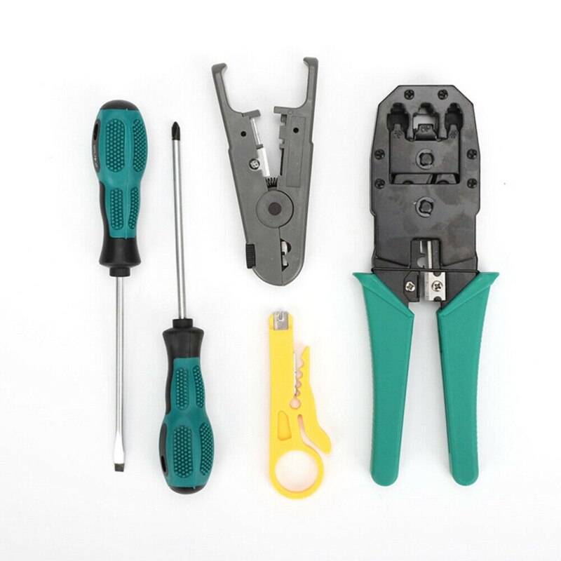 14Pcs/Set Computer Network Repair Tool Kit LAN Cable Tester Wire Cutter Screwdriver Pliers Crimping Maintenance Tool Set