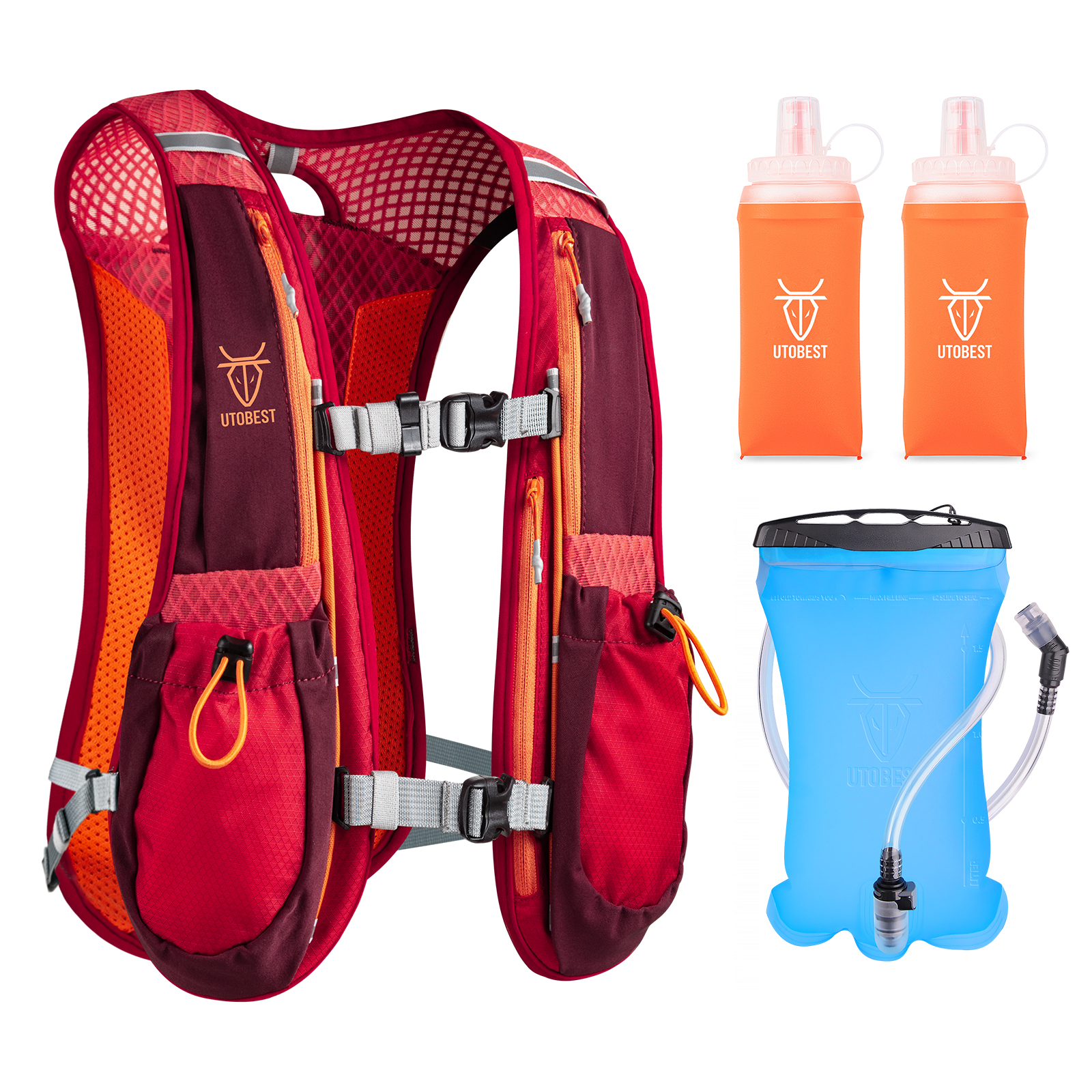 Utobest trailrunning rugzak 5l ultralichte hydratatievest ademende functionele rugzak voor marathons, fietsen en wandelen