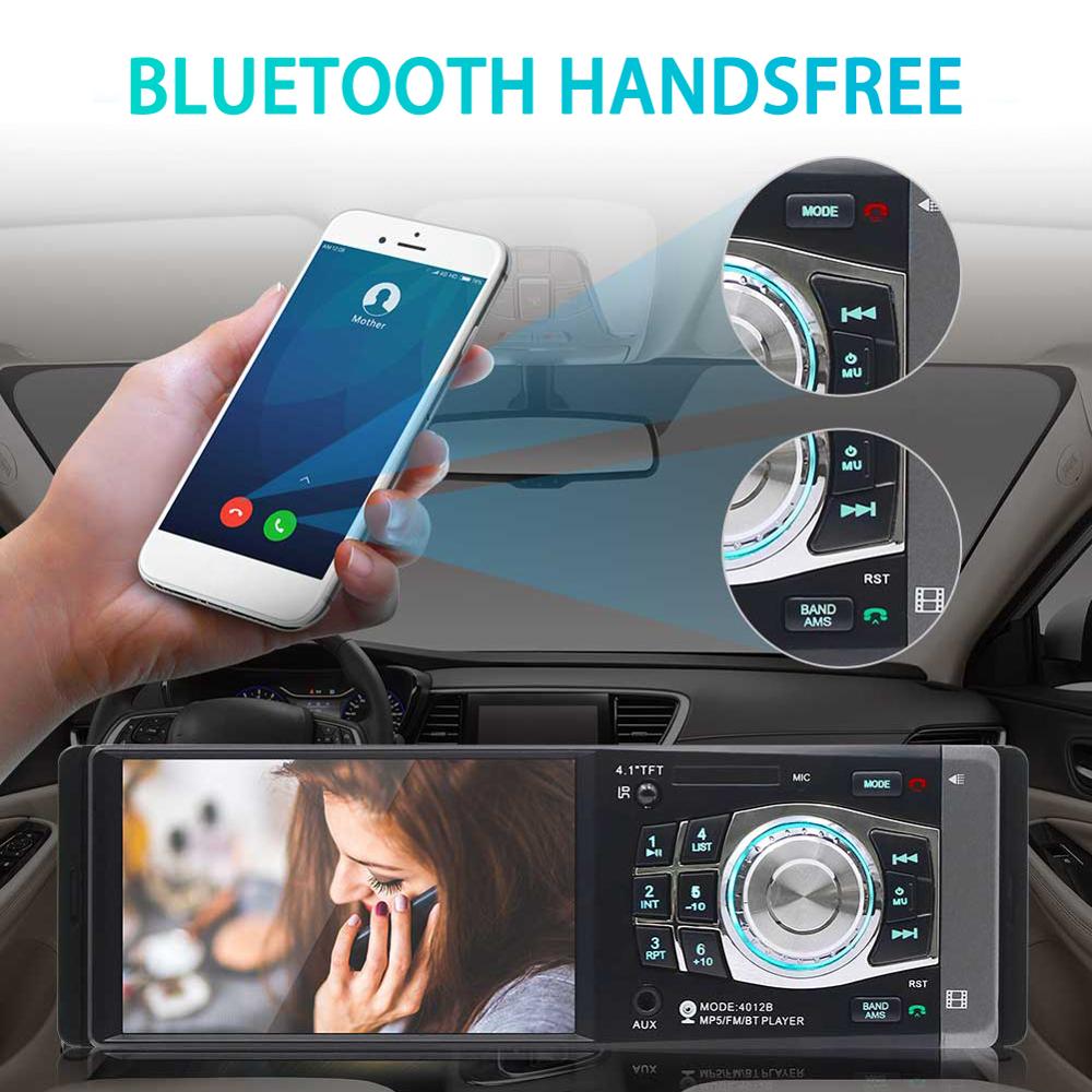 Car Radio 1 Din Auto Audio 4012B 4.1 Inch Stereo FM Bluetooth 2.0 USB MP5 Support Rear View Camera Steering Wheel Remote Control