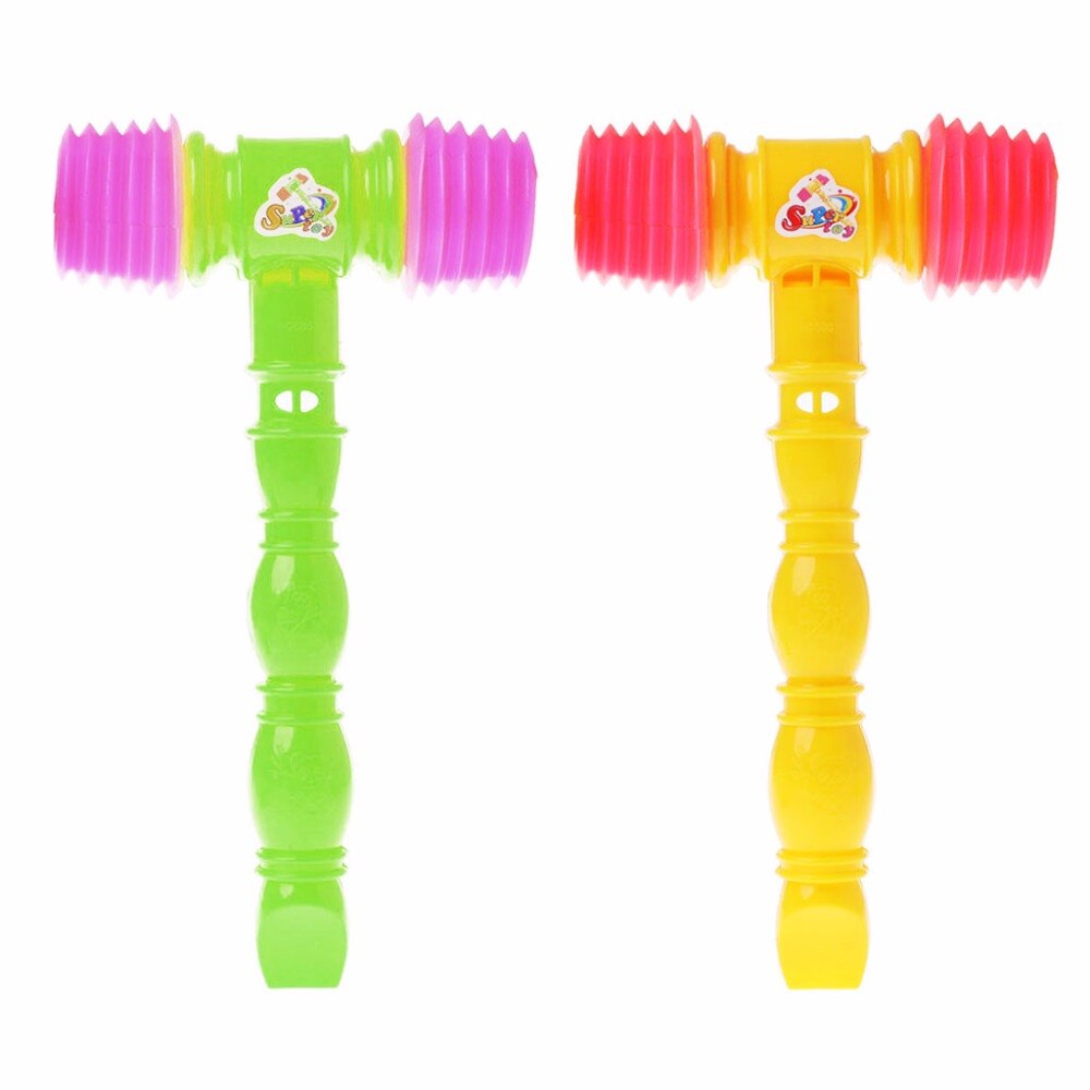 25cm Child Training Toddler Kids Handle Plastic Hammer Whistle Toys Noise Maker