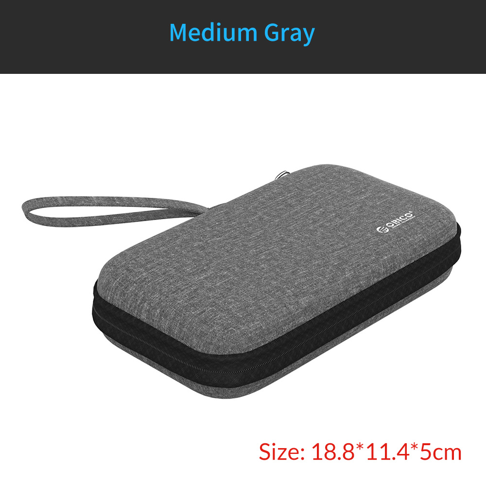 ORICO-Bolsa de protección para HDD de 2,5 pulgadas, almacenamiento externo, Banco de energía, USB, Cable de disco duro, auriculares, bolsa multifunción: Medium Gray