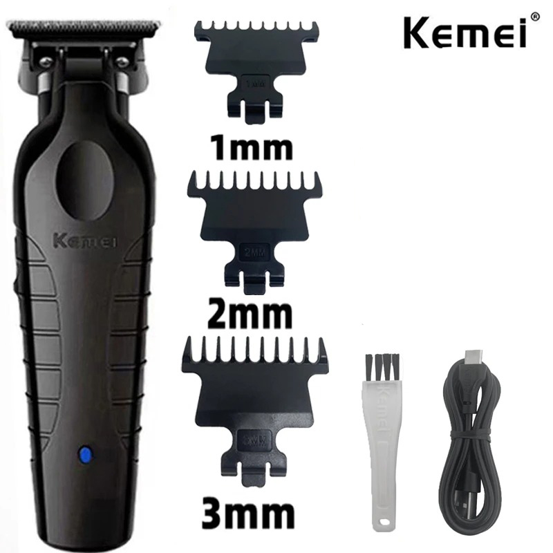 Kemei 2296 2299 Barbier Akku-Haarschneider 0 mm Null Gapped Haarschneidemaschine Detailer Professionelle elektrische beenden-Schneidemaschine: Schwarz